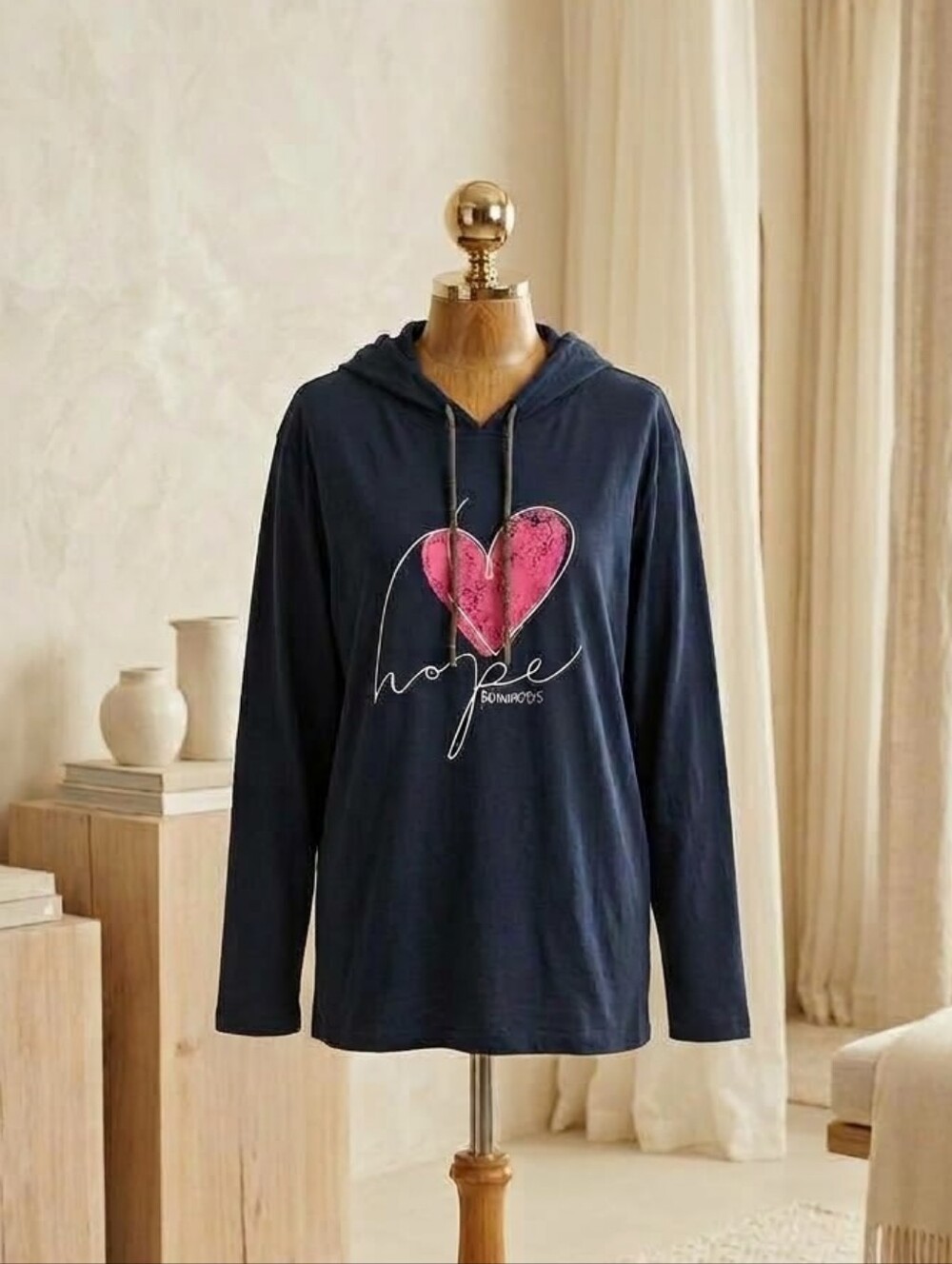 Anvil Navy Blue Hope Romans 5:5 Hoodie Size 2XL